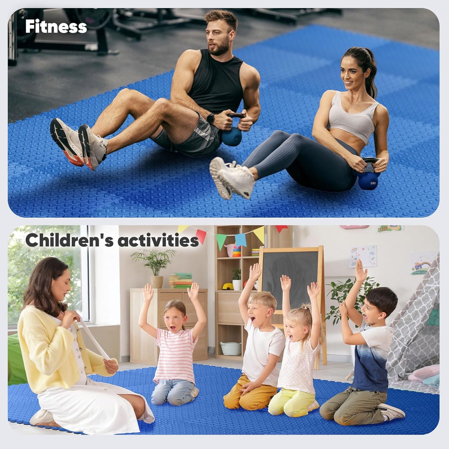 Home Gym Mat, Puzzle Exercise Mat, EVA Interlocking Foam Floor Tiles for Home Workout Equipment and Kids' Play Areas - Black, 24 in x 24 in x ½ in - 16 Tiles (Black, 16 Pack, 64 SQ FT)