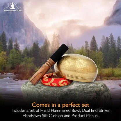 HIMALAYAN HEALING® Tibetan Singing Bowls Set~ Meditation Sound Bowl hand Hammered in Nepal For Yoga, Meditation, Mindfulness, Healing & Chakra balancing~