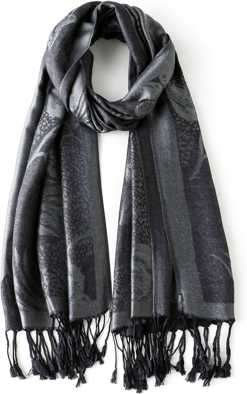 Ciormis Two Tone Silky Paisley Pashmina Shawl Scarf,Soft Women's Rave Jacquard Pashminas Wrap Scarves