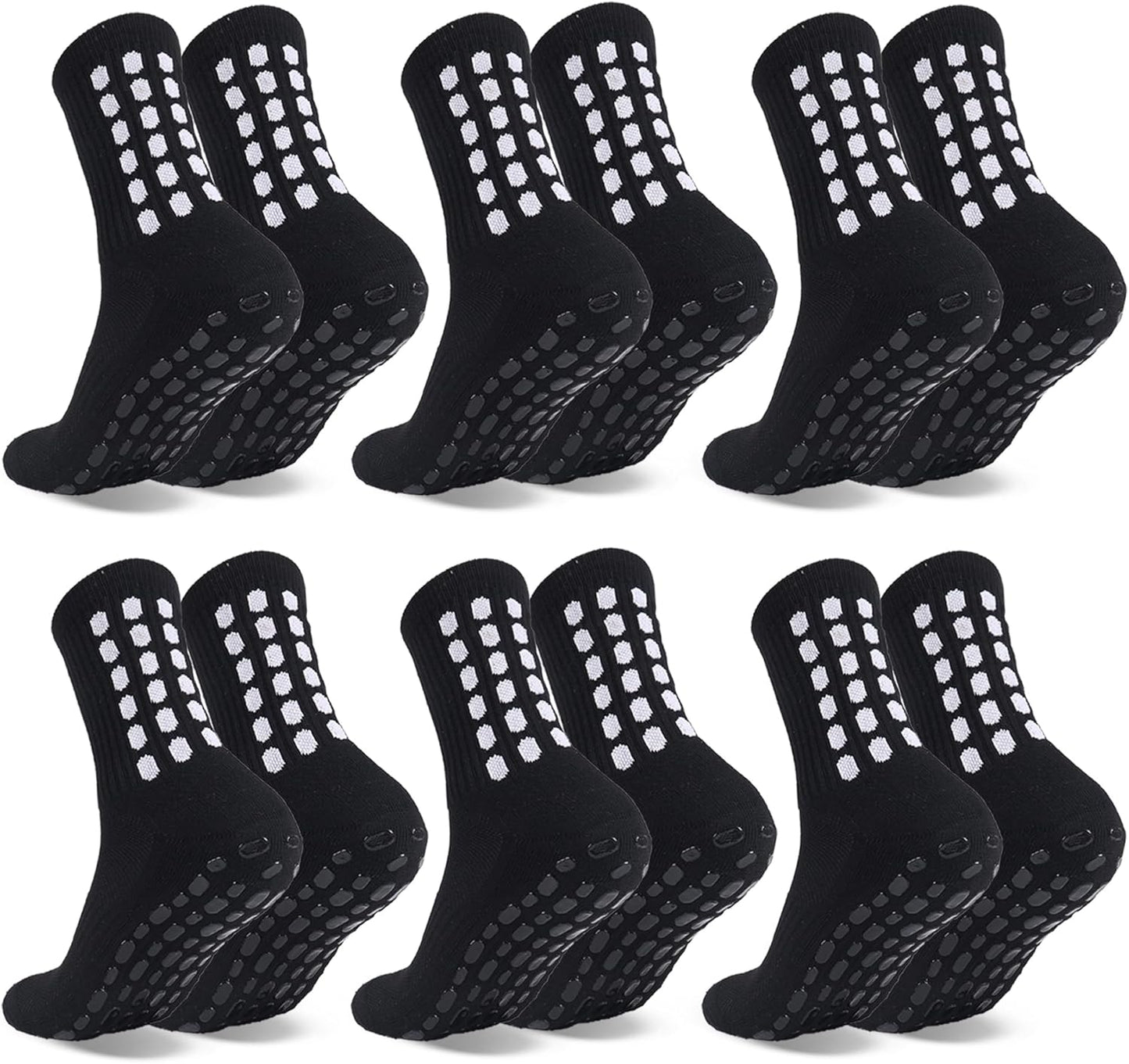 Barrlves 6 Pairs Grip Soccer Socks Colorful Non Slip Sports Football Basketball Hospital Yoga Socks for Men Women