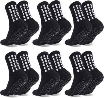 Barrlves 6 Pairs Grip Soccer Socks Colorful Non Slip Sports Football Basketball Hospital Yoga Socks for Men Women