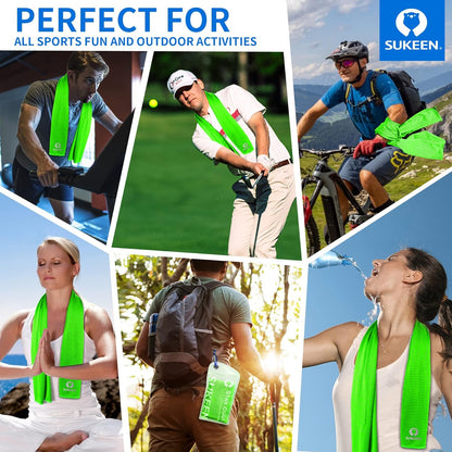 Sukeen [4 Pack Cooling Towel (40"x12"), Soft Breathable Chilly Microfiber Towel for Yoga,Sport,Running,Gym,Workout,Camping,Fitness,Workout & More Activities