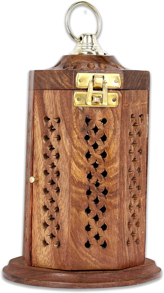Bless-International Traditional-Handmade-Burner Wooden-Incense-Stick-Holder Ash-Catcher-Stand for-Aromatherapy-Meditation-Yoga (5 Inch Temple Wooden Charcoal/Cone)