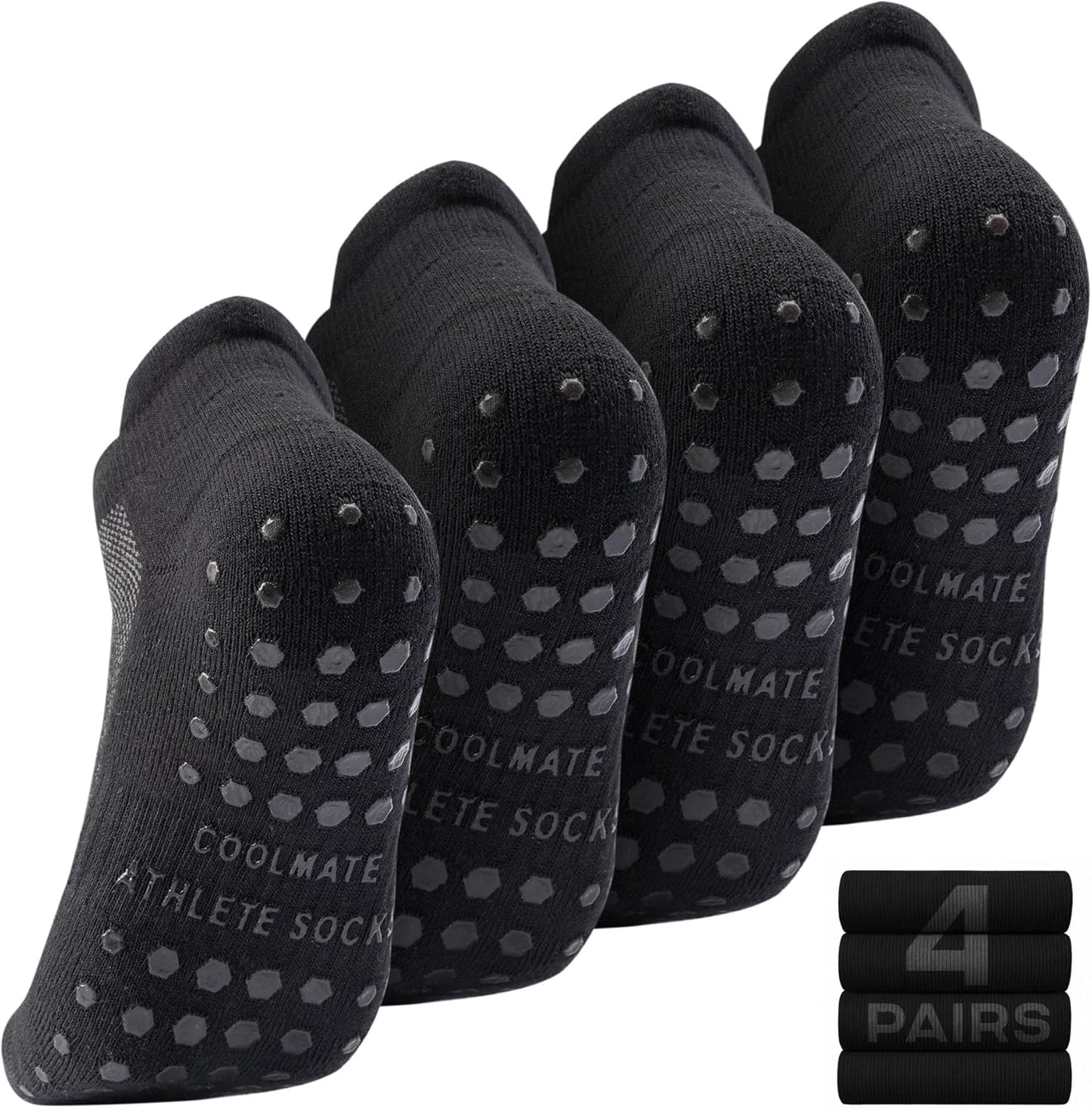 COOLMATE Mens Grip Socks Men Non Slip Size 6-10-13-14, Non Slip Pilates Yoga Socks for Men with Grips, Gifts for Men