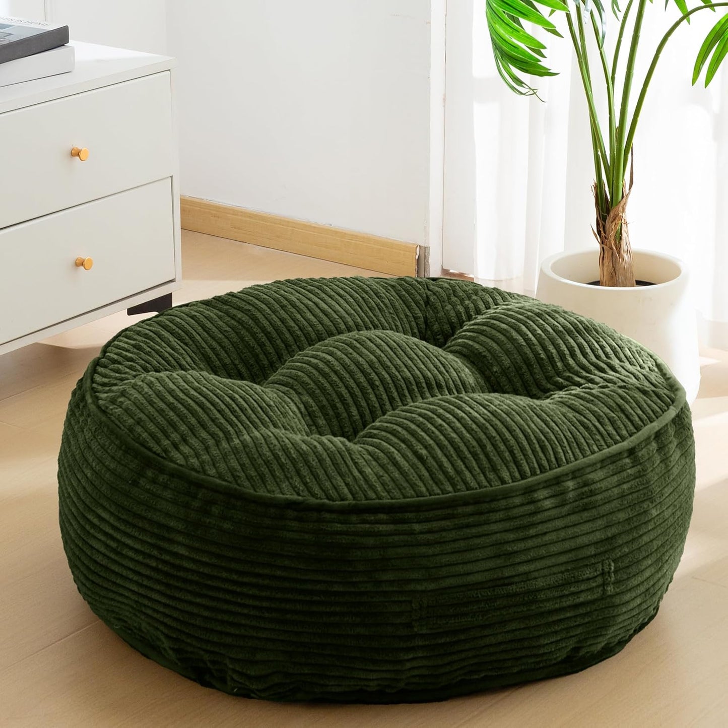 HIGOGOGO Floor Pillow Cushion for Adults, Meditation Cushion Pillow, Large Square Floor Sitting, Tufted Corduroy Cover, for Tatami Living Room or Yoga, 22x22 Inch, Dark Grey