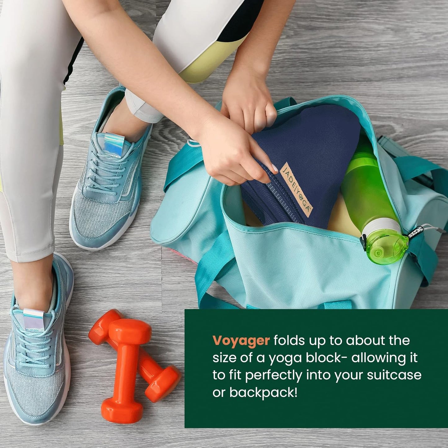 JadeYoga Voyager Yoga Mat - Lightweight & Portable Rubber Yoga Mat - Non-Slip Exercise Mat for Women & Men - Great for Yoga, Home Workout, Gym Fitness, Pilates, Stretching, and More