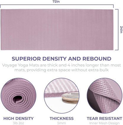Voyage Yoga Mat, 6 Pack, 72" x 24" Professional Studio and Gym Bulk Yoga Mats, 5mm Thick, Durable, Anti-Tear, Non Slip Fitness and Exercise Mats