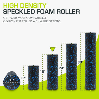 ProsourceFit High Density Foam Rollers 12 - inches long, Firm Full Body Athletic Massage Tool for Back Stretching, Yoga, Pilates, Post Workout Muscle Recuperation, Black