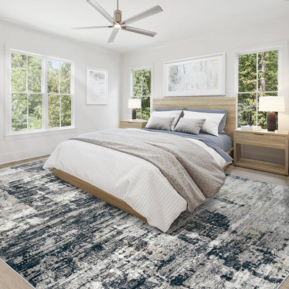 XLUEZ 8x10 Area Rugs for Living Room, Washable Modern Abstract Large Area Rug Neutral Soft Non Slip Kids Rug Stain Resistant Indoor Carpet for Bedroom Nursery Dining Children's Room(Blue, 8'x10')