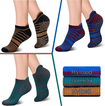 Hylaea Unisex Non Slip Socks with Grip for Yoga, Hospital, Pilates, Barre | Ankle, Cushioned