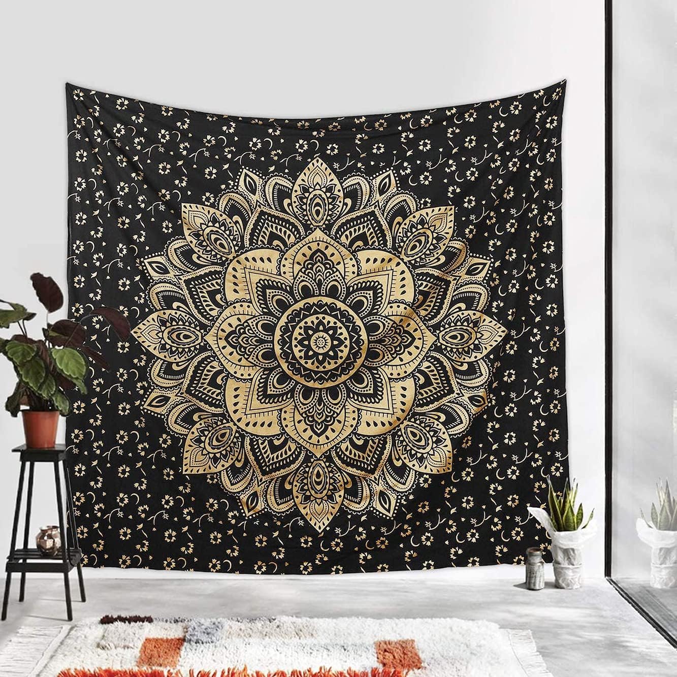 raajsee Indian Cotton Green Tapestry Mandala Wall Hangings- Tapestry For Bedroom - Indie Wall Tapestry Hippie Room Decor - Boho Small Tapestrys Aesthetic 30x40 Inches
