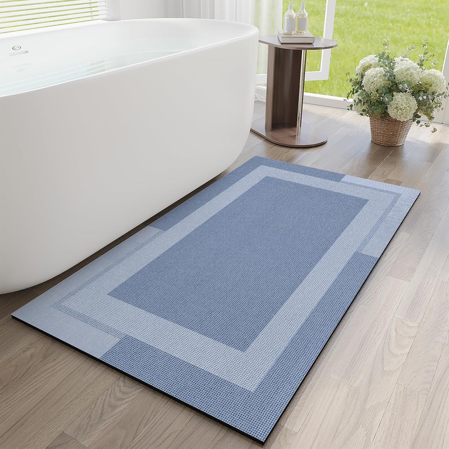 YDKGL Non Slip Long Bath Mat Bathroom Runner, Rubber Backing Ultra Thin Bathroom Rugs Fit Under Door Quick Dry Super Absorbent Washable Bath Rug Shower Mat for Bathtub Sink Floor, Dark Gray 17"x47"