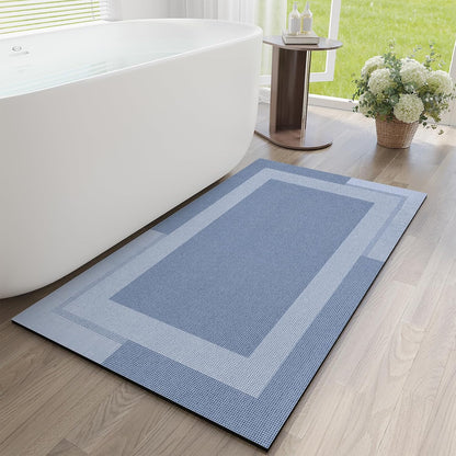 YDKGL Non Slip Long Bath Mat Bathroom Runner, Rubber Backing Ultra Thin Bathroom Rugs Fit Under Door Quick Dry Super Absorbent Washable Bath Rug Shower Mat for Bathtub Sink Floor, Dark Gray 17"x47"