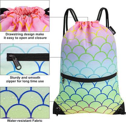 HOLYLUCK Drawstring Backpack Bag Sport Gym Sackpack - Colors A