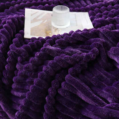 Khaki Throw Blanket for Couch Sofa 50x60 inches Striped Fleece Blankets Room Home Decor Lightweight Plush Soft Cozy Gifts for Women Mom Girls