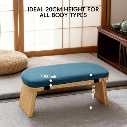 Natural Beech Wood Yoga Bench, Ergonomic Design for Kneeling, Meditation, Pilates, FSC Certified (Green)