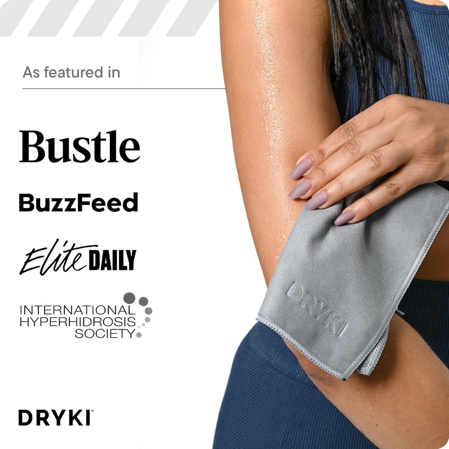 DRYKI Pocket-Sized Sweat Towels - The Original Sweat Absorbing Handkerchiefs - Quick-Dry Microfiber Sweat Rags for Face, Hands, & Body - Men & Women - Gym, Sports, and Work (Blue: 5 Pack)