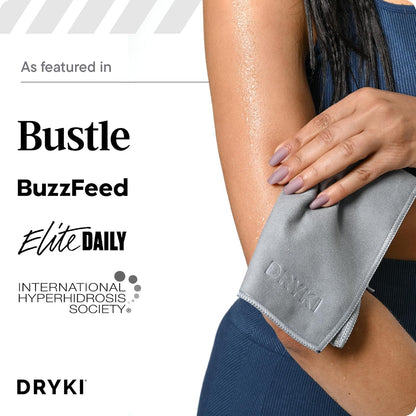 DRYKI Pocket-Sized Sweat Towels - The Original Sweat Absorbing Handkerchiefs - Quick-Dry Microfiber Sweat Rags for Face, Hands, & Body - Men & Women - Gym, Sports, and Work (Blue: 5 Pack)