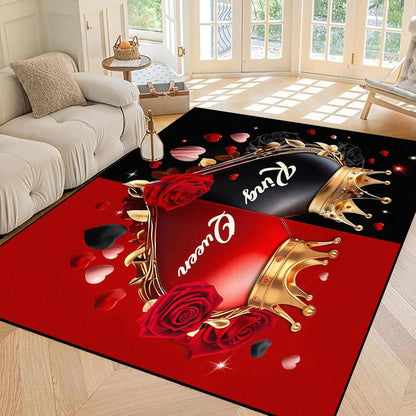 5' X 7' Queen and King Rug Black Grey Area Rugs Dining Living Room Bedroom Kitchen Office Yoga Room Washable Floor Mat Doormats Throw Rug Carpet Room Decor