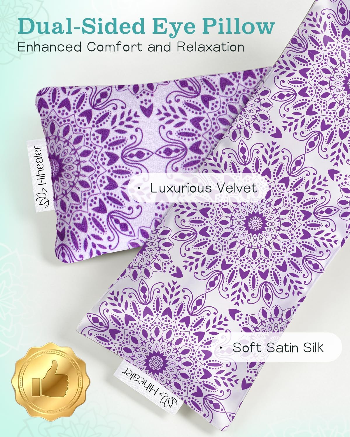 Weighted Lavender Eye Pillow, Mandala Velvet Flaxseed Aromatherapy Eye Mask for Sleeping, Meditation & Yoga Cooling & Heating Pad for Migraine Relief, Relaxation Spa Gifts for Women (Lavender Purple)