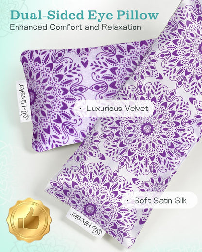 Weighted Lavender Eye Pillow, Mandala Velvet Flaxseed Aromatherapy Eye Mask for Sleeping, Meditation & Yoga Cooling & Heating Pad for Migraine Relief, Relaxation Spa Gifts for Women (Lavender Purple)