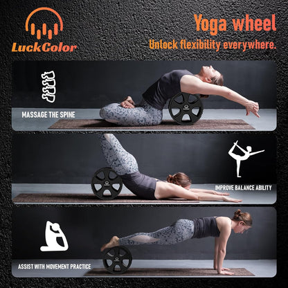 Back Roller, Back Wheel Targeted Back Pain Relief, Yoga Wheel Muscle Massage, Foam Roller for Trigger Point Therapy Physical, Stretching & Exercise, 880lbs Capacity, 10 Inch (Black+Acid Blue)