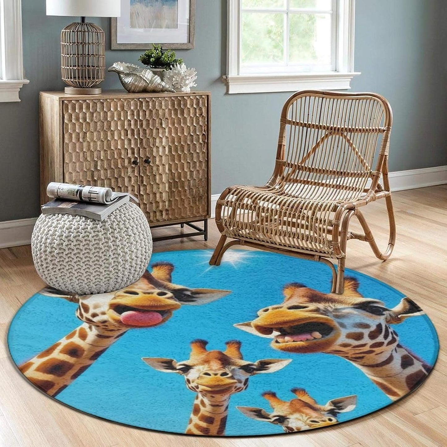 Large Home Decor Mat, Soft Round Yoga Carpet, Non Slip Machine Washable Home Office Circle Rug Gothic Witchy Sun Moon Mushroom Moth