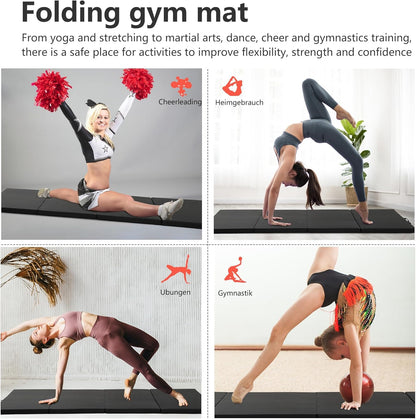 Yoga Mat Thick 2 Inch Workout Flooring for Home Gym - Exercise, Gymnastics, Tumbling, Pilates, Dance Equipment - Foldable Foam Play Mat for Kids and Adults