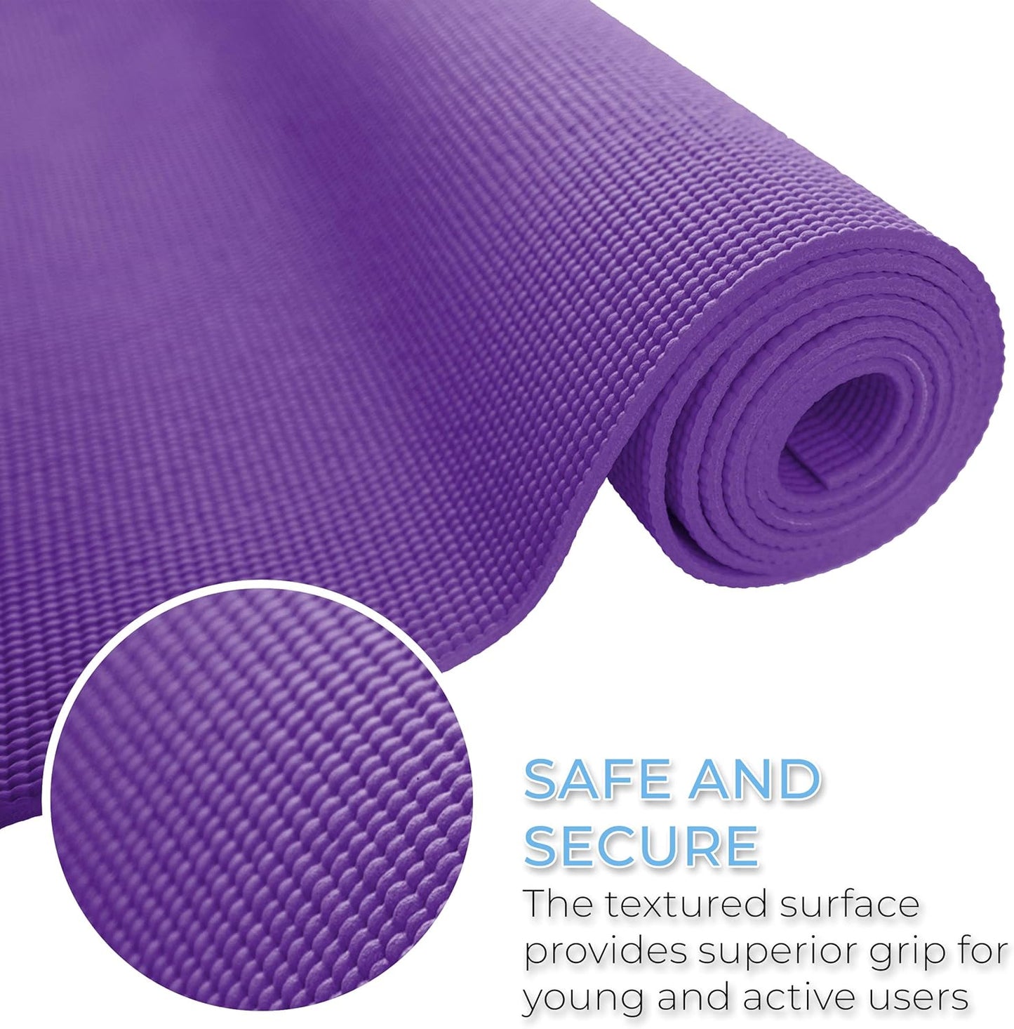 10-Pack Kid-Friendly Yoga Mat, 68" x 24" Non Slip Exercise Mat, 4mm Non Toxic Yoga Mats for Kids, Easy to Clean, Bulk Workout Mats for Schools, Classrooms, and Studios