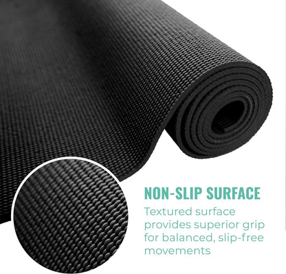12-Pack Classic Yoga Mat With Carrying Strap, 68" x 24" Non Slip Exercise Mat, 4mm Thick Gym Mat, Bulk Non Toxic Yoga Mats for Home Workout, Schools, Classroom, and Studios