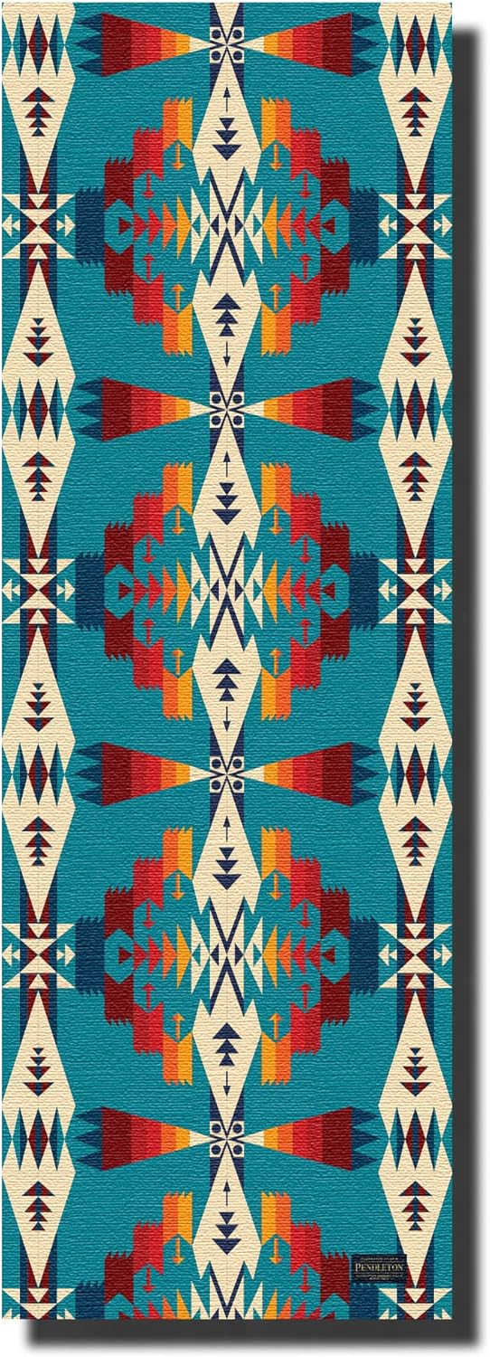 Yune Yoga x Pendleton Tuscon Turquoise Yoga Mat – 72”x24”, 6mm Thick, Non-Slip, Eco-Friendly PER – Native-Inspired Design for Home & Studio