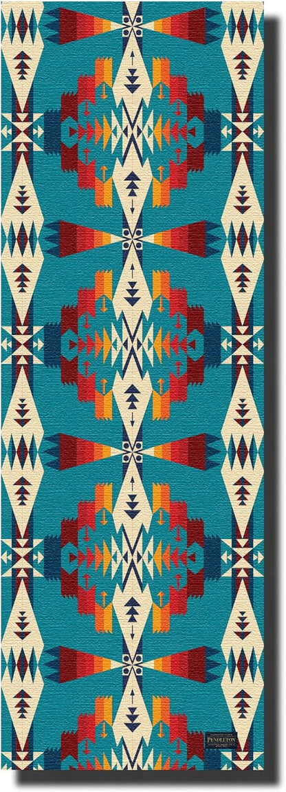 Yune Yoga x Pendleton Tuscon Turquoise Yoga Mat – 72”x24”, 6mm Thick, Non-Slip, Eco-Friendly PER – Native-Inspired Design for Home & Studio