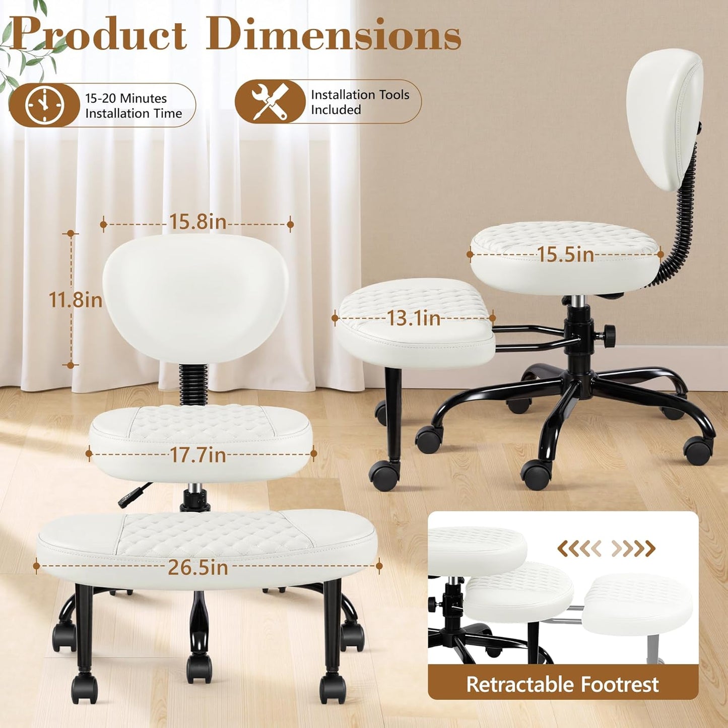 AtHope Ergonomic Cross Legged Office Chair with Wheels - Adjustable Height for Meditation, ADHD Desk & Yoga - Wide Criss Cross Design with Lumbar Support, Kneeling Chair - Black