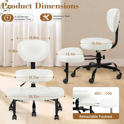 AtHope Ergonomic Cross Legged Office Chair with Wheels - Adjustable Height for Meditation, ADHD Desk & Yoga - Wide Criss Cross Design with Lumbar Support, Kneeling Chair - Black