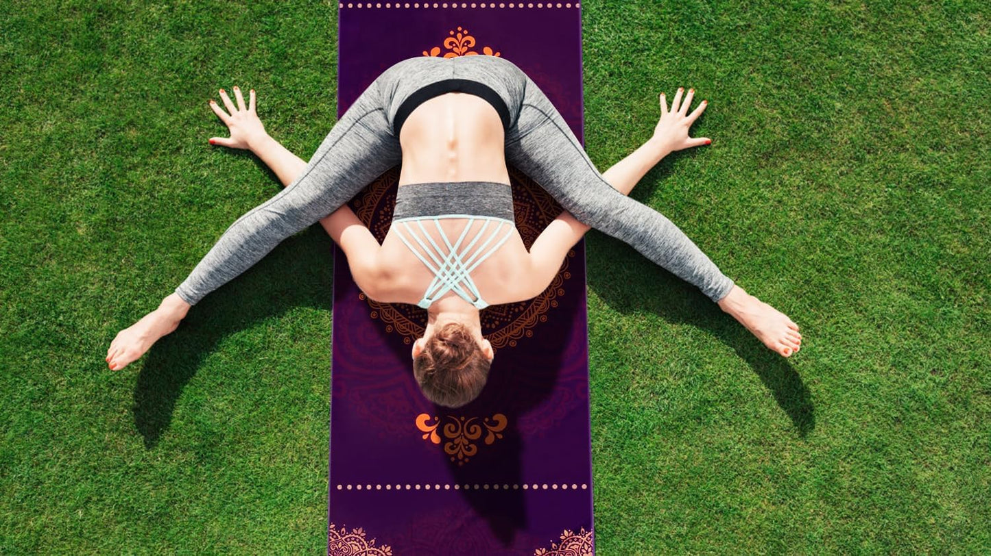 Heathyoga Non Slip Hot Yoga Towel, 100% Microfiber Non Slip Yoga Mat Towel for Hot Yoga, Pilates and Fitness, Exclusive Corner Pockets Design + Free Spray Bottle
