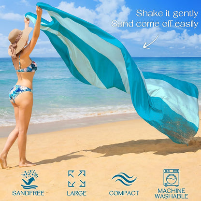 BYDOLL Beach Blanket Waterproof Sandproof Large Sand Free,78''X81''/10'X9' Oversized Sandless Lightweight Blanket Picnic Mat for Beach Travel Camping Hiking with Stakes