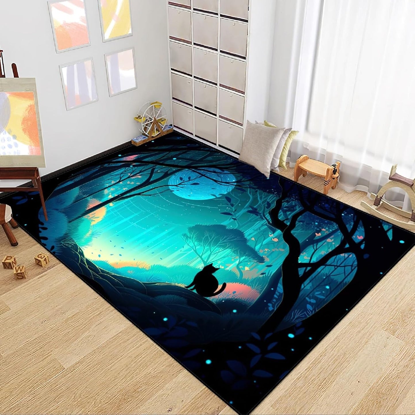 Black Girl Area Rug for Bedroom African American Rugs for Room Princess Carpet Kids Rugs for Bedroom African Girls Carpet for Living Room Teen Girls Yoga Mats, Pink, 4'×5'