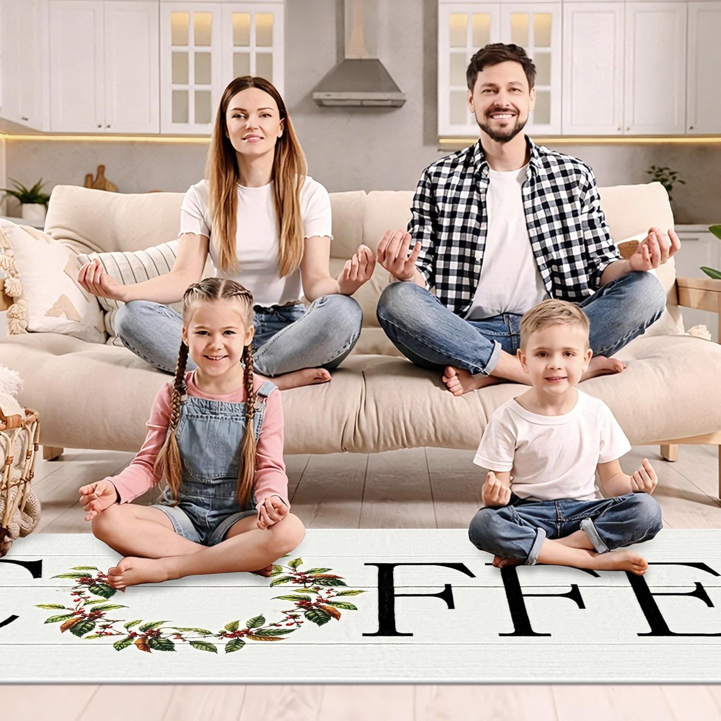 Coffee Kitchen Rug, 20"x47" Soft Velvet Kitchen Runner, Laundry Room Rugs Thickened TPR Bottom Floor Mat, Friendly for Kids & Pets, Multi-Use for Yoga Office, Coffee Station Rug Decor