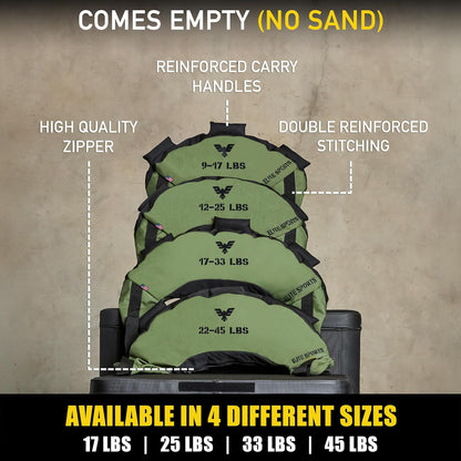 Elite Sports Bulgarian Canvas Bag, Fitness Canvas MMA Gym Cross Workout Training Sandbag 17, 25, 33, 45 lbs (UNFILLED)