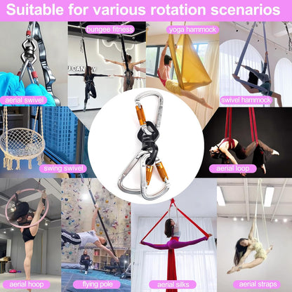 Aerial Silks Hardware Kit 30 KN Swing Swivel Aerial Yoga Hammock Rigging Aluminum Swivel Aerial Hoop Lyra Rotational Device Hanging Accessory
