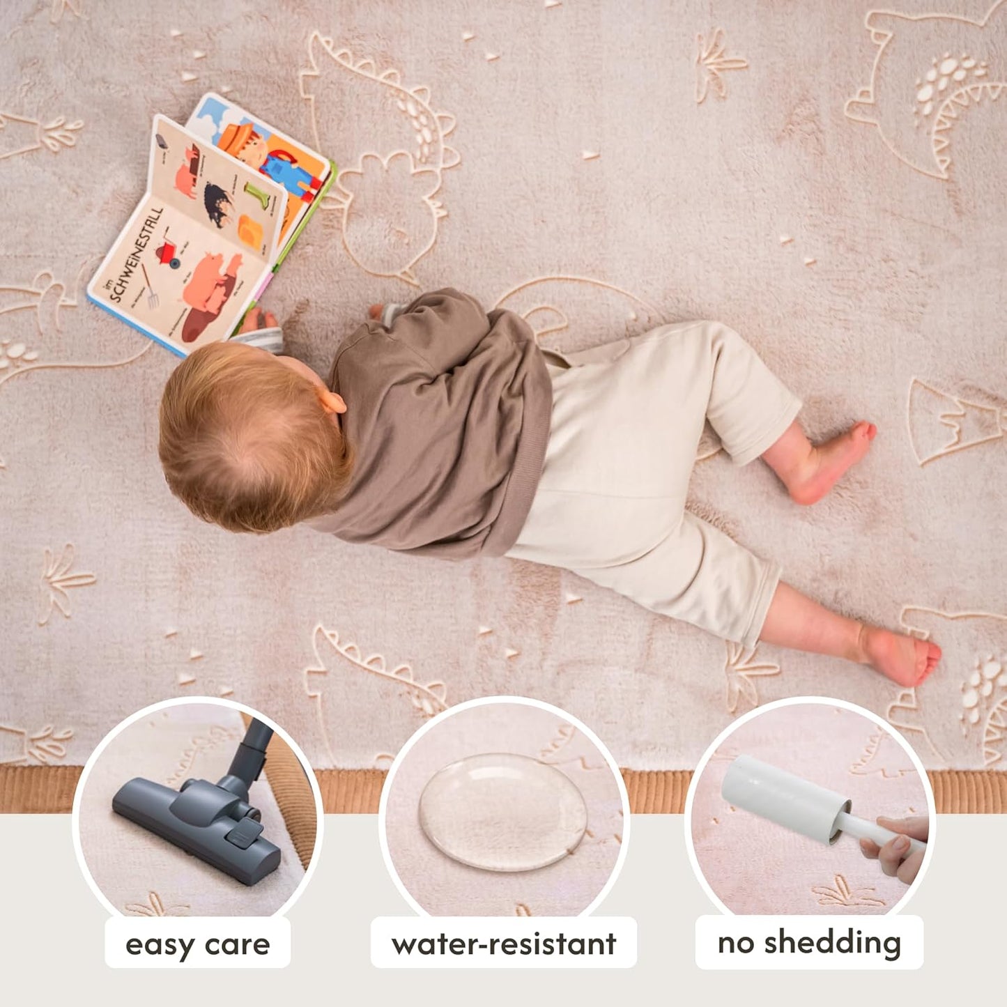 Hakuna Matte CloudSoft Mat for Floor 60" x 80" Beige – Coral Velvet Memory Foam Rug – Non-Slip, Water-Resistant