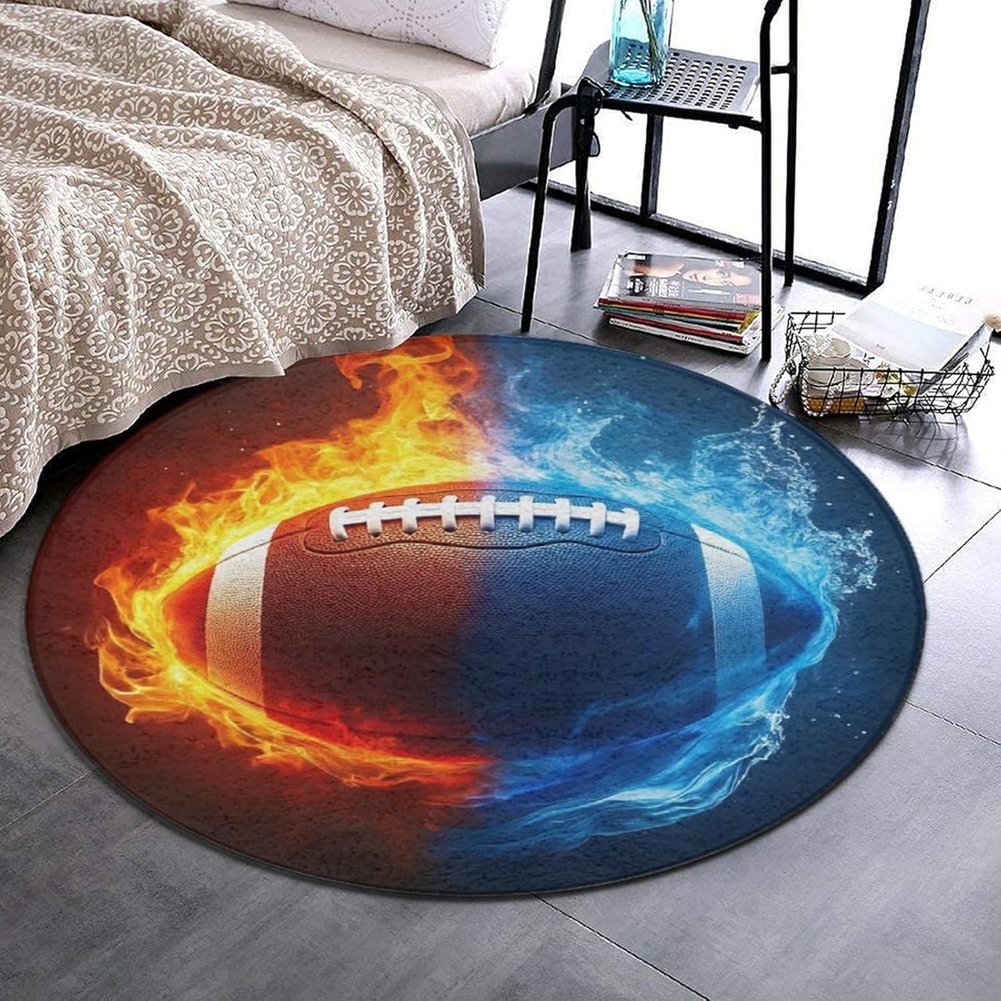 Large Home Decor Mat, Soft Round Yoga Carpet, Non Slip Machine Washable Home Office Circle Rug Gothic Witchy Sun Moon Mushroom Moth