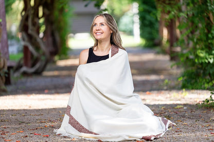Soft Premium Wool Blend Meditation Shawl - Large Unisex Prayer Wrap, Oversize Scarf & Versatile Blanket