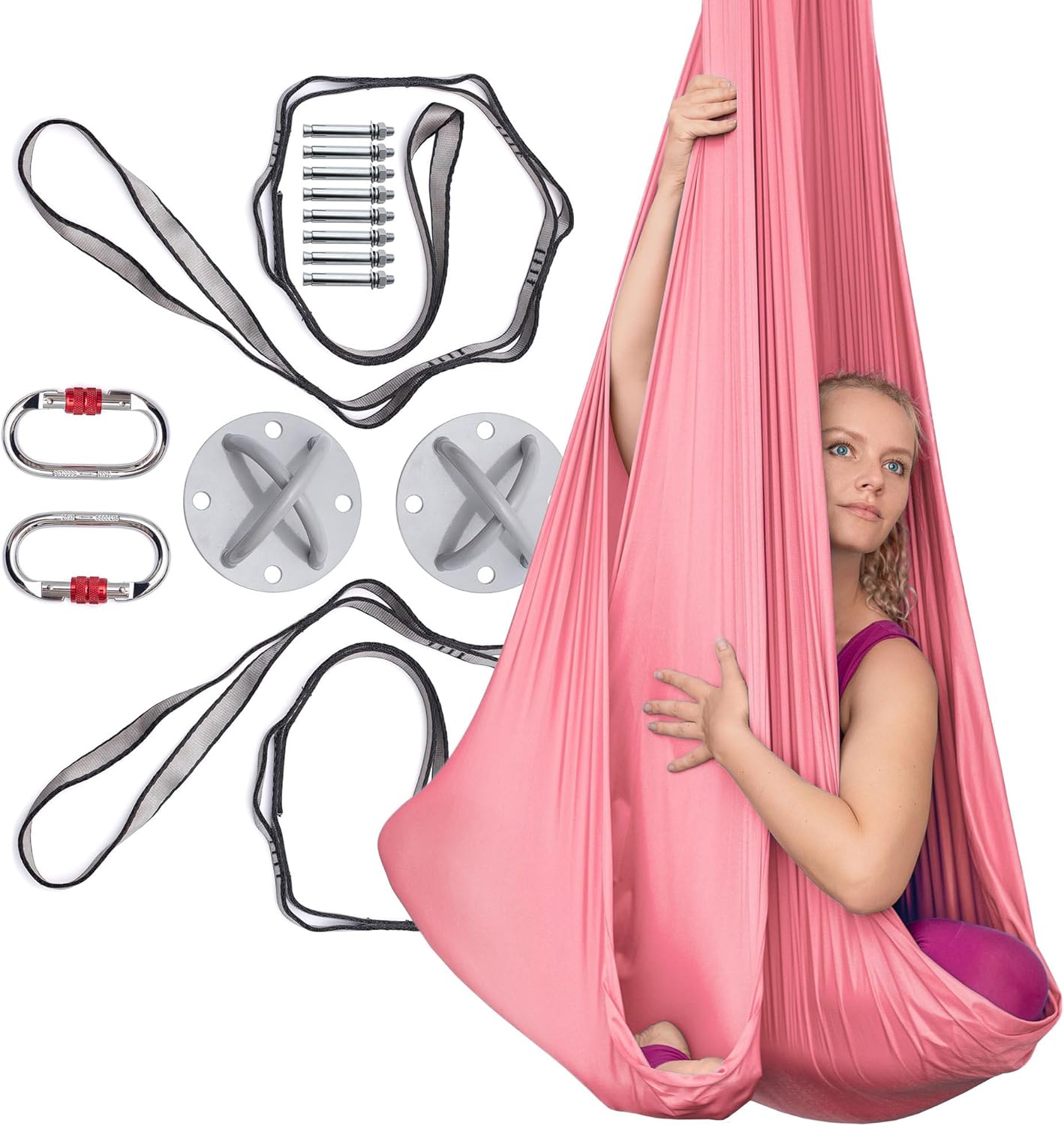 AyuHome Aerial Silks Kit for Home - Premium Yoga Swing for Kids and Adults with 660 lbs Capacity - Versatile Aerial Yoga Hammock for Gymnastics Training