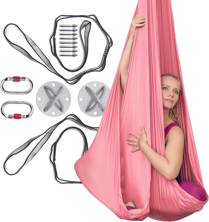 AyuHome Aerial Silks Kit for Home - Premium Yoga Swing for Kids and Adults with 660 lbs Capacity - Versatile Aerial Yoga Hammock for Gymnastics Training
