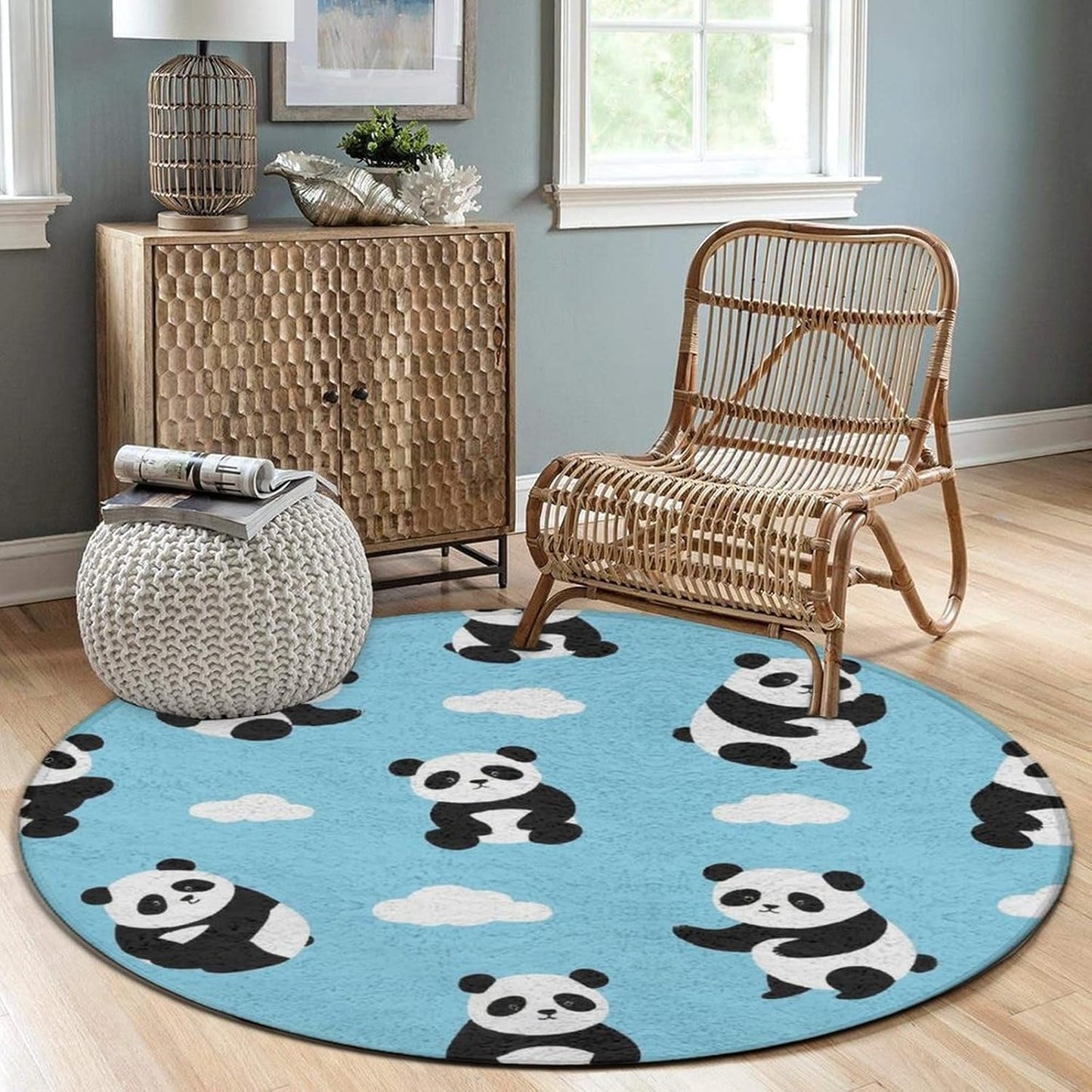 Soft Round Yoga Carpet, Office Chair Decor Round Mat for Carpet and Hardwood Floors Purple Butterfly