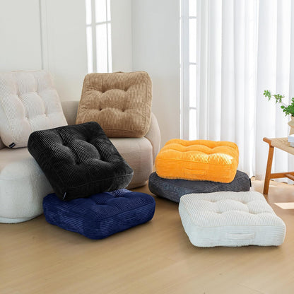 HIGOGOGO Floor Pillow Cushion for Adults, Meditation Cushion Pillow, Large Square Floor Sitting, Tufted Corduroy Cover, for Tatami Living Room or Yoga, 22x22 Inch, Dark Grey