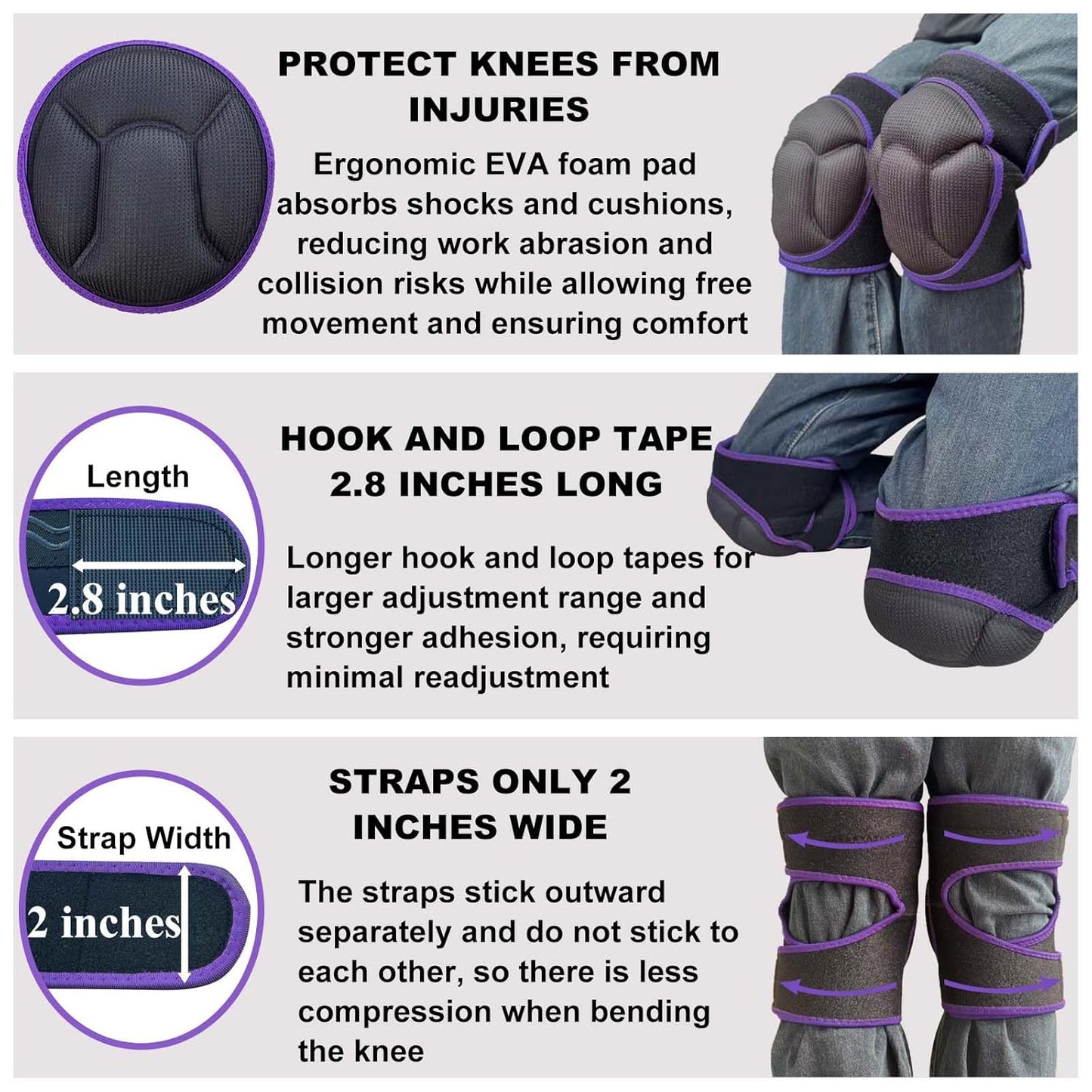 Men/Women Knee Pads For Cleaning, Work, Mechanic, Floors,With Soft Foam Kneepads Perfect For Kneeling for Gardening and Housework,Painter,Housekeeping,Weeding/Planting,Photographe.Black L (1 Pair)