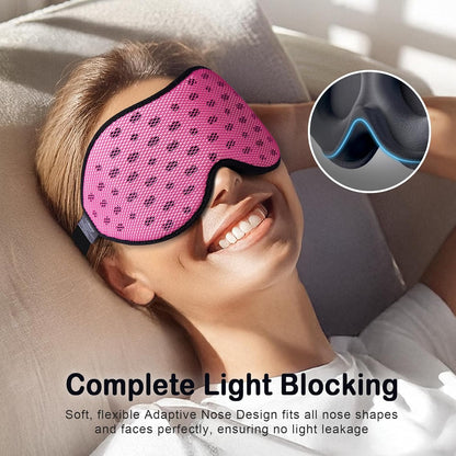 LitBear Breathable Sleep Mask, 3D Eye Mask Sleep for Side Sleepers Women Men, Light Blocking Sleeping Mask with Adjustable Strap, Soft Lightweight Eye Cover for Travel, Night Work, Nap, Office - Blue