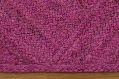 Hand Braided Jute 4 Ft Square Kilim Rug Flatweave Pink Geometric Pattern Jute Sisal Rug, Thick 0.27 Inch Indoor Outdoor Carpet for Kitchen, Bedside, Yoga Mat - Colors A